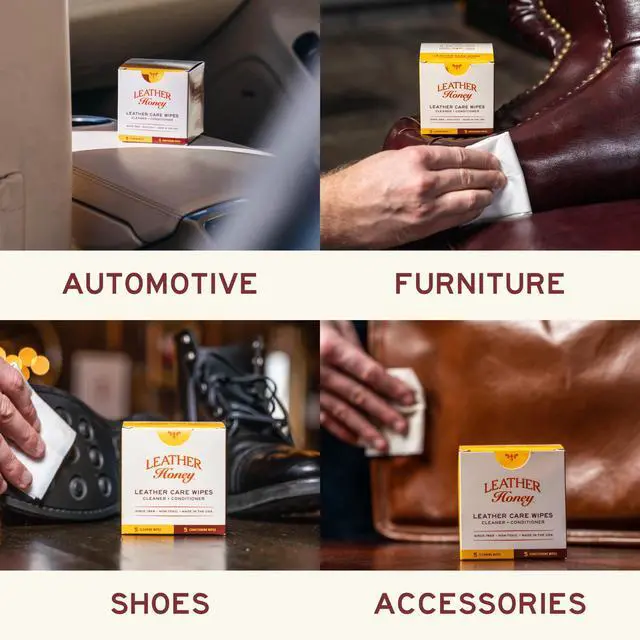 Alt view image 4 of 7 - Leather Wipe Kit: Clean & Restore On-The-Go. For Any Color of Leather Couches, Car Seats, Purses, Shoes & Bags. Nontoxic, Ready-to-Use & Made in the USA. 5 Cleaner & 5 Conditioner Wipes