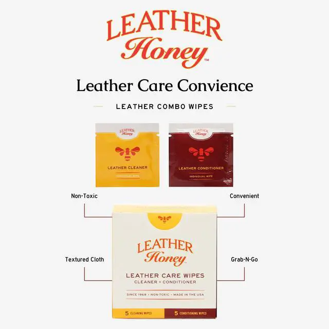 Alt view image 5 of 7 - Leather Wipe Kit: Clean & Restore On-The-Go. For Any Color of Leather Couches, Car Seats, Purses, Shoes & Bags. Nontoxic, Ready-to-Use & Made in the USA. 5 Cleaner & 5 Conditioner Wipes