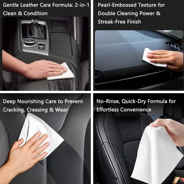 Alt view image 3 of 6 - Car & Furniture Leather Cleaning Wipes - 36 Count Extra Large Individually Wrapped Wipes for Auto Interiors, Leather Sofas, Shoes & Handbags - No Rinse, Streak Free, 2-in-1 Clean & Condition