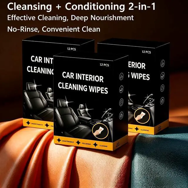 Alt view image 2 of 6 - Car & Furniture Leather Cleaning Wipes - 36 Count Extra Large Individually Wrapped Wipes for Auto Interiors, Leather Sofas, Shoes & Handbags - No Rinse, Streak Free, 2-in-1 Clean & Condition