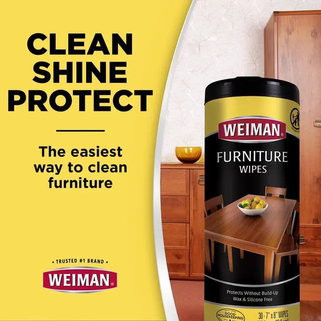 Alt view image 3 of 7 - Wood Polish and Cleaning Wipes, For Furniture Cleaner, Protect from Watermarks, Stains & Aging, No Build-Up, UVX-15 Prevent Drying, Fading & Discoloration, 2 Pack with Microfiber Cloth