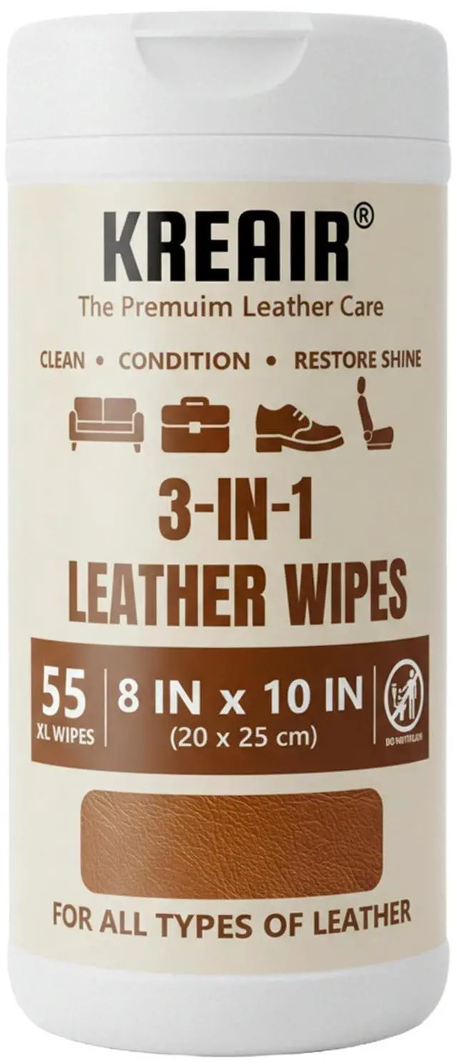 Main image of 3in1 Leather Wipes, 55 Count, XL 8"x10"
