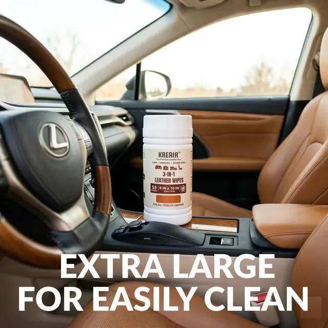 Alt view image 3 of 7 - 3in1 Leather Wipes, 55 Count, XL 8"x10"