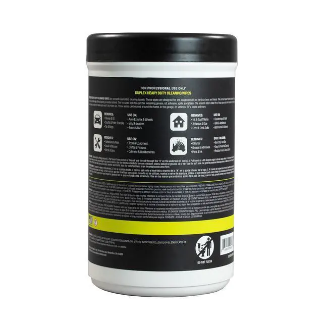 Alt view image 2 of 7 - Duplex Heavy Duty Cleaning Wipes for Home and Auto - Dual Sided Textured, Wet Wipe/Removes Grease, Tar, Paint, Oil, Dirt/No Residue/Safe for Hands/Made in USA (130 Wipes)