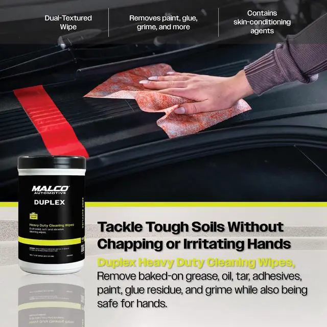 Alt view image 6 of 7 - Duplex Heavy Duty Cleaning Wipes for Home and Auto - Dual Sided Textured, Wet Wipe/Removes Grease, Tar, Paint, Oil, Dirt/No Residue/Safe for Hands/Made in USA (130 Wipes)