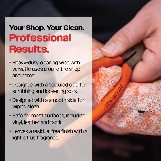 Alt view image 4 of 7 - Duplex Heavy Duty Cleaning Wipes for Home and Auto - Dual Sided Textured, Wet Wipe/Removes Grease, Tar, Paint, Oil, Dirt/No Residue/Safe for Hands/Made in USA (130 Wipes)