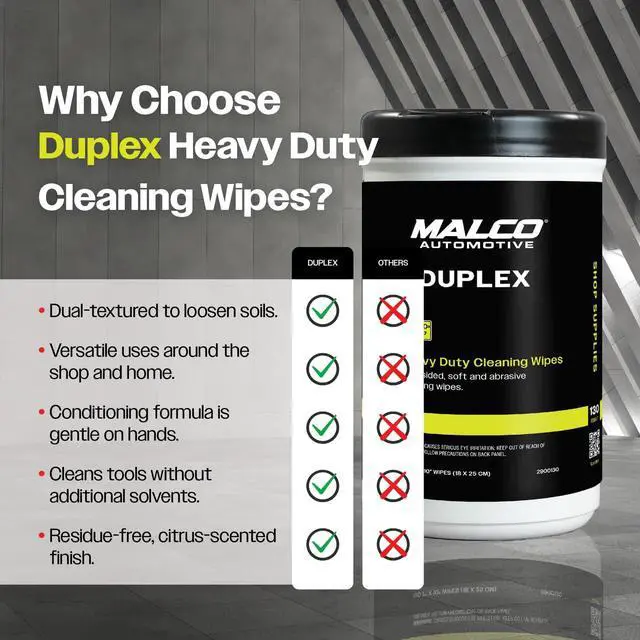 Alt view image 3 of 7 - Duplex Heavy Duty Cleaning Wipes for Home and Auto - Dual Sided Textured, Wet Wipe/Removes Grease, Tar, Paint, Oil, Dirt/No Residue/Safe for Hands/Made in USA (130 Wipes)
