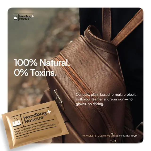 Alt view image 3 of 7 - HandBagRescue All-Natural Cleaning Wipes. Remove Dirt & Surface Stains & Conditions Leather Handbags with Essential Oil. Box of 10 Individually Wrapped Wipes.