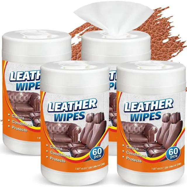 Main image of 240 Count Large Leather Cleaner Conditioner Wipes Clean Protect Restore for Furniture, Car Seats, Shoes, Bags & More, Prevents Cracking & Fading, 8" x 5.5" Bulk Size