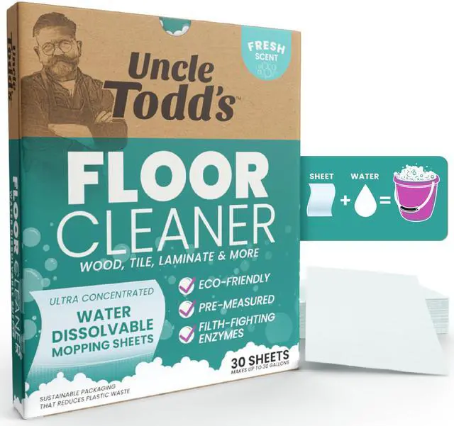 Main image of Ultra Concentrated Floor Cleaner For Mopping: 30 Natural, 100% Dissolvable Sheets for Mopping Hardwood & Wood Floor Cleaner with Filth-Fighting Enzymes, Plastic-Free Packaging