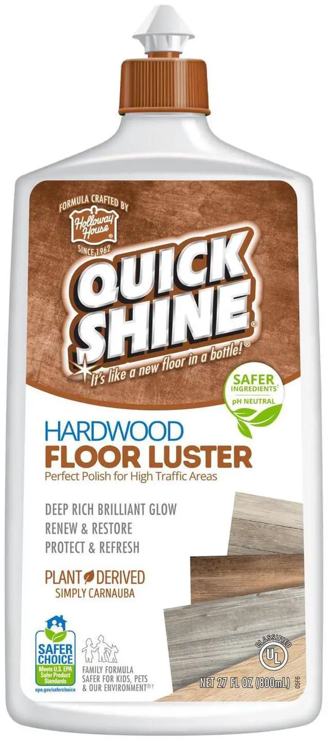 Main image of Hardwood Floor Luster-Polish 27oz | Plant-Derived w/Carnauba | Safer Choice, No PFAS, pH Neutral | Ready to Use Formula w/Anti-Slip Technology | Simply Squirt & Spread | Made in USA