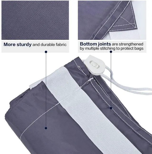 Alt view image 5 of 7 - 2 Pack XL Nylon Laundry Bag with Strap, Large Dirty Garments Organizer, Easy Fit a Hamper or Clothing Basket, Can Carry Up to 4 Loads of Clothes, Grey