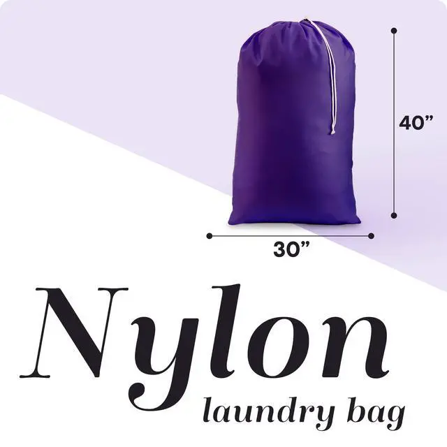 Alt view image 2 of 7 - Extra Large Heavy Duty Laundry Bag, 30" x 40" Nylon, Durable & Machine Washable, Locking Drawstring Closure, Fits Hamper or Basket, Travel & Dorm Room Essentials, Purple
