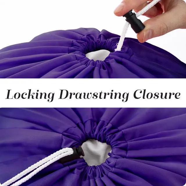 Alt view image 6 of 7 - Extra Large Heavy Duty Laundry Bag, 30" x 40" Nylon, Durable & Machine Washable, Locking Drawstring Closure, Fits Hamper or Basket, Travel & Dorm Room Essentials, Purple