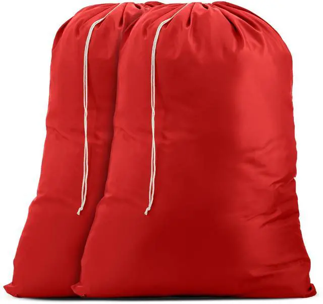 Main image of Nylon XL - Large Capacity with Locking Drawstring, Machine Washable, Fits Laundry Baskets or Hampers, Holds 3 Loads of Clothes - Red (Pack of 2)