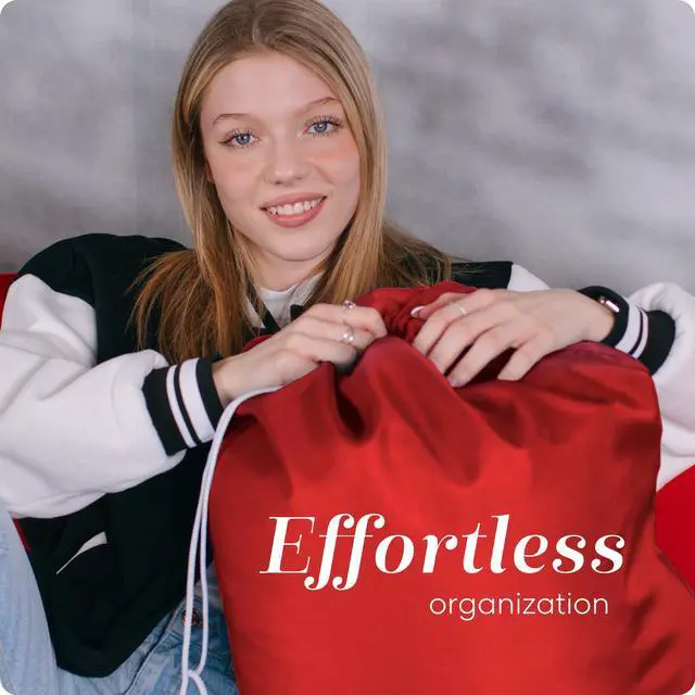 Alt view image 3 of 7 - Nylon XL - Large Capacity with Locking Drawstring, Machine Washable, Fits Laundry Baskets or Hampers, Holds 3 Loads of Clothes - Red (Pack of 2)