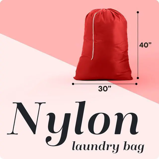 Alt view image 2 of 7 - Nylon XL - Large Capacity with Locking Drawstring, Machine Washable, Fits Laundry Baskets or Hampers, Holds 3 Loads of Clothes - Red (Pack of 2)