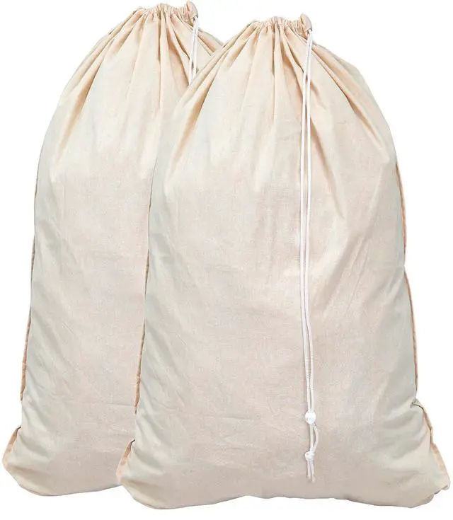 Main image of Extra Large Natural Cotton Laundry Bag, Beige (28" x 36") - 2 Pack