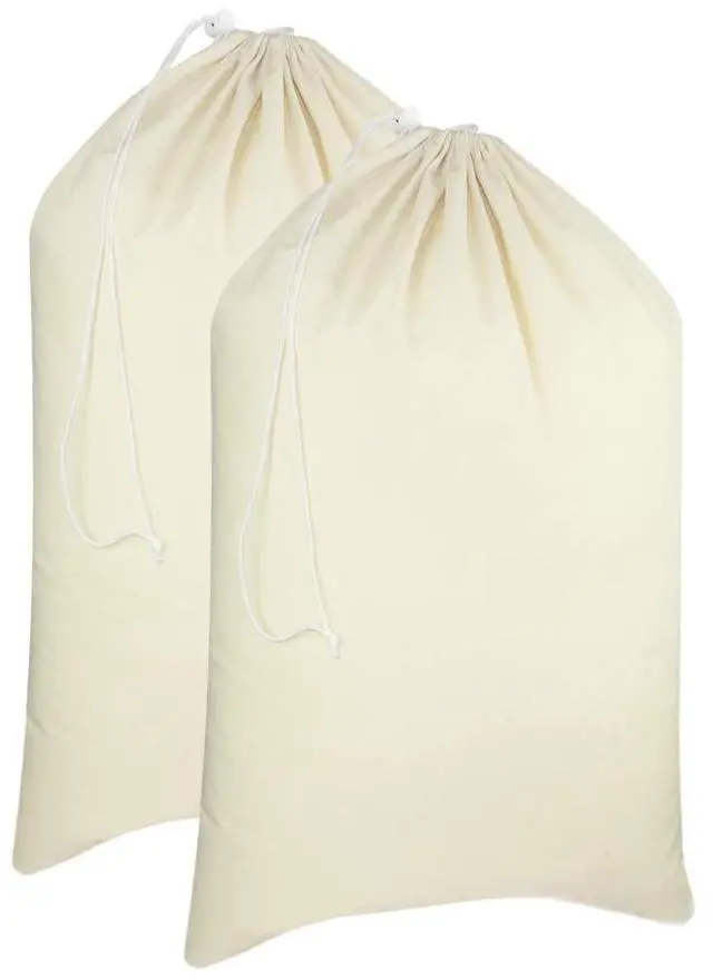 Main image of Extra Large Laundry Bags -2 Pack Heavy Duty Durable Cotton Canvas Drawstring Closure Washable Laundry Bag - Travel College Dorm Basket Hamper Liner Toys Clothes Organizer Sack - XL 28x36