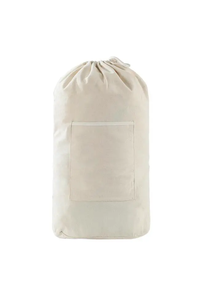 Alt view image 4 of 6 - Canvas Laundry bag, Washable Laundry backpack, Adjustable Straps, Large Front Pocket, Drawstring Closure (BEIGE, X-Large)