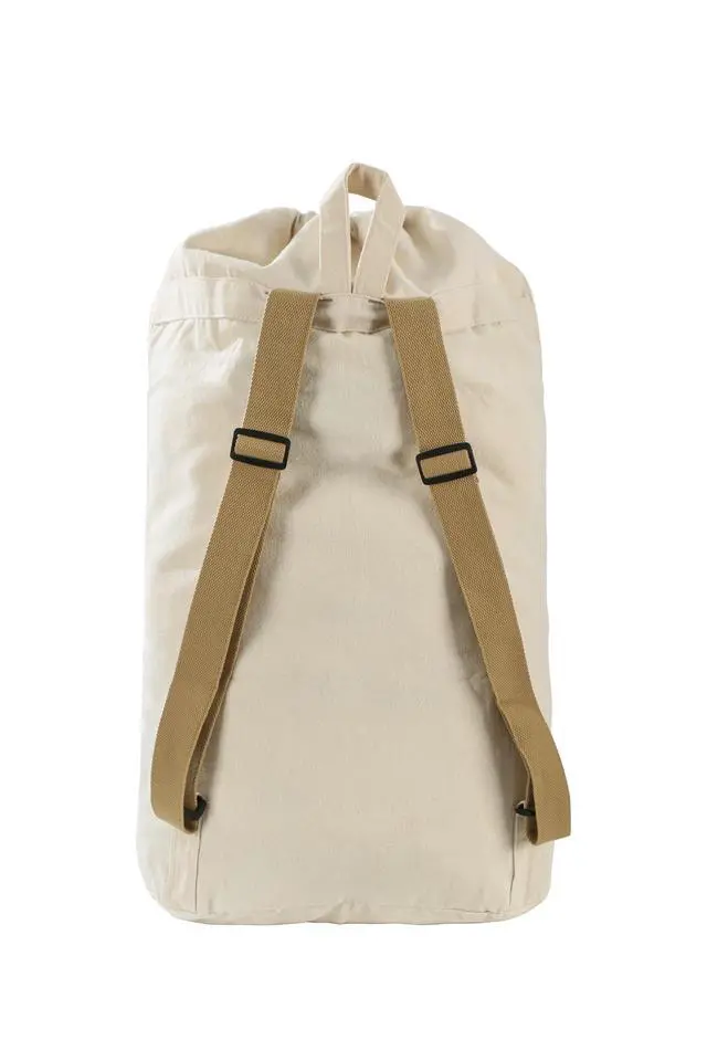 Alt view image 5 of 6 - Canvas Laundry bag, Washable Laundry backpack, Adjustable Straps, Large Front Pocket, Drawstring Closure (BEIGE, X-Large)