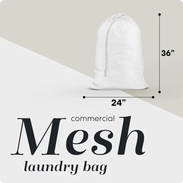 Alt view image 2 of 7 - Mesh Laundry Bag, Extra Large 24" x 36" Heavy Duty, Machine Washable, Secure Drawstring Closure, Durable Mesh for Delicates, Travel, College Dorm, Storage, White