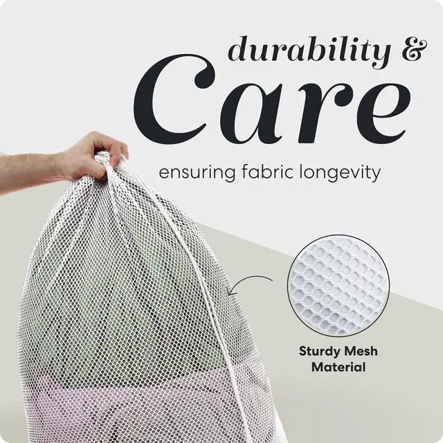 Alt view image 4 of 7 - Mesh Laundry Bag, Extra Large 24" x 36" Heavy Duty, Machine Washable, Secure Drawstring Closure, Durable Mesh for Delicates, Travel, College Dorm, Storage, White