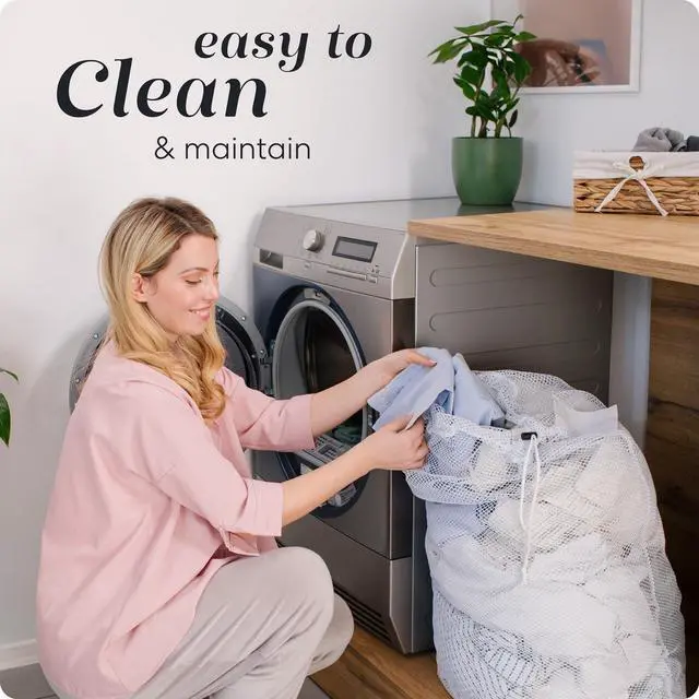 Alt view image 5 of 7 - Mesh Laundry Bag, Extra Large 24" x 36" Heavy Duty, Machine Washable, Secure Drawstring Closure, Durable Mesh for Delicates, Travel, College Dorm, Storage, White