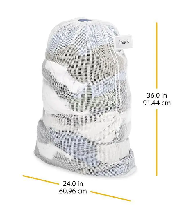 Alt view image 3 of 3 - Mesh Laundry Bag w/ID Tag White