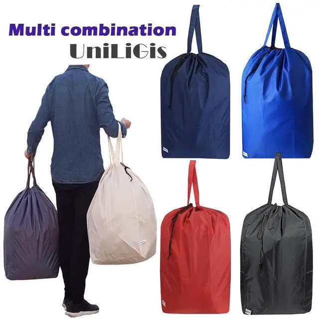 Alt view image 6 of 6 - Washable Travel Laundry Bag with Handles and Drawstring (2 Pack), Heavy Duty Large Enough to Hold 3 Loads of Laundry, Fit a Laundry Basket or Clothes Hamper, 27.5x34.5 in,Grey