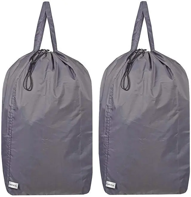 Main image of Washable Travel Laundry Bag with Handles and Drawstring (2 Pack), Heavy Duty Large Enough to Hold 3 Loads of Laundry, Fit a Laundry Basket or Clothes Hamper, 27.5x34.5 in,Grey