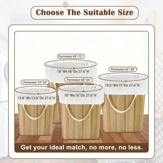 Alt view image 5 of 7 - Canvas Laundry Bags with Handles & Square Base 13.8"Wx13.8"Dx27.6"H, Large Heavy Duty Laundry Hamper Bag, College Dorm Washable Drawstring Canvas Dirty Clothes Sack (Beige,1 Pack)