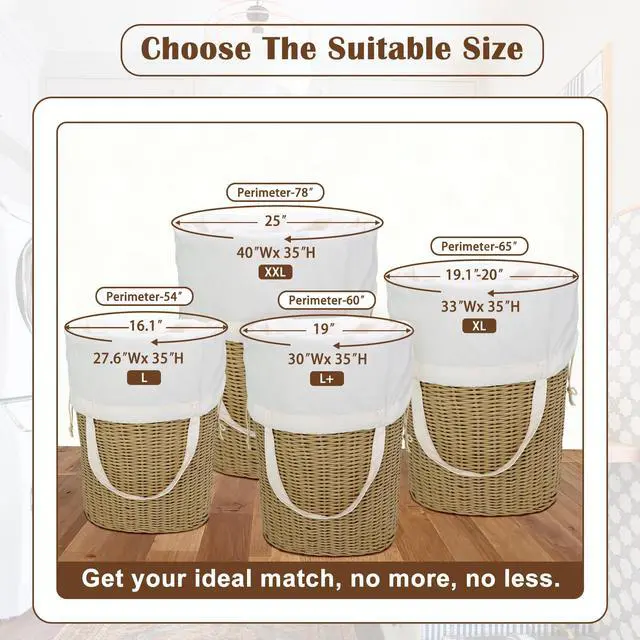 Alt view image 7 of 7 - Canvas Laundry Bag 33"Wx 35"H, Thick Canvas Laundry Bag with Handles & Drawstring, Extra Large Heavy Duty Washable Basket Liner Hamper Liner Storage Sack (Beige XL, 1 Pack)