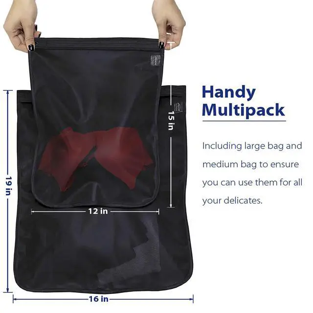 Alt view image 2 of 7 - 5 Pack (2 Large & 3 Medium) Delicates Laundry Bags, Bra Fine Mesh Wash Bag, Zippered, Protect Best Clothes in The Washer (5 Black, Set of 5)