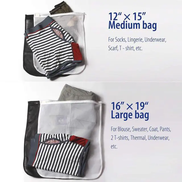 Alt view image 6 of 7 - 5 Pack (2 Large & 3 Medium) Delicates Laundry Bags, Bra Fine Mesh Wash Bag, Zippered, Protect Best Clothes in The Washer (5 Black, Set of 5)