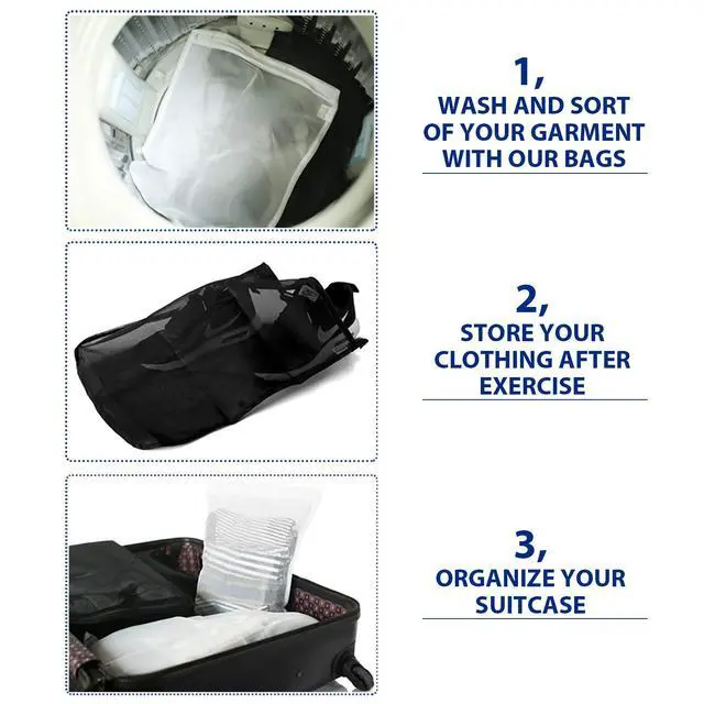 Alt view image 7 of 7 - 5 Pack (2 Large & 3 Medium) Delicates Laundry Bags, Bra Fine Mesh Wash Bag, Zippered, Protect Best Clothes in The Washer (5 Black, Set of 5)