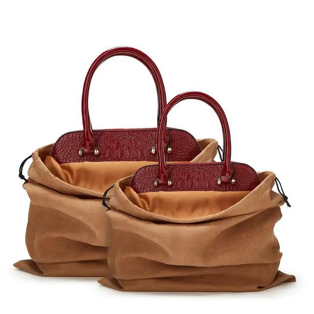 Alt view image 4 of 7 - Dustproof Storage Bags with Drawstring Closure, 2-Piece Set Multi-Purpose Protective Pouches for Handbags, Purses, Shoes, and Boots(Brown)