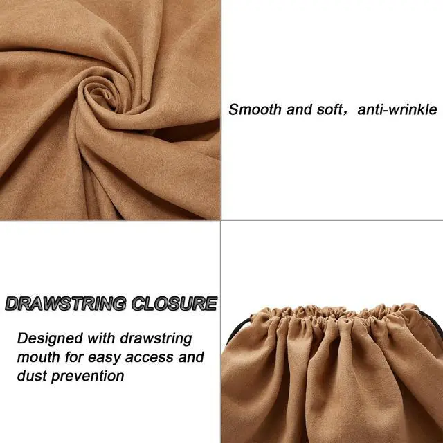 Alt view image 3 of 7 - Dustproof Storage Bags with Drawstring Closure, 2-Piece Set Multi-Purpose Protective Pouches for Handbags, Purses, Shoes, and Boots(Brown)