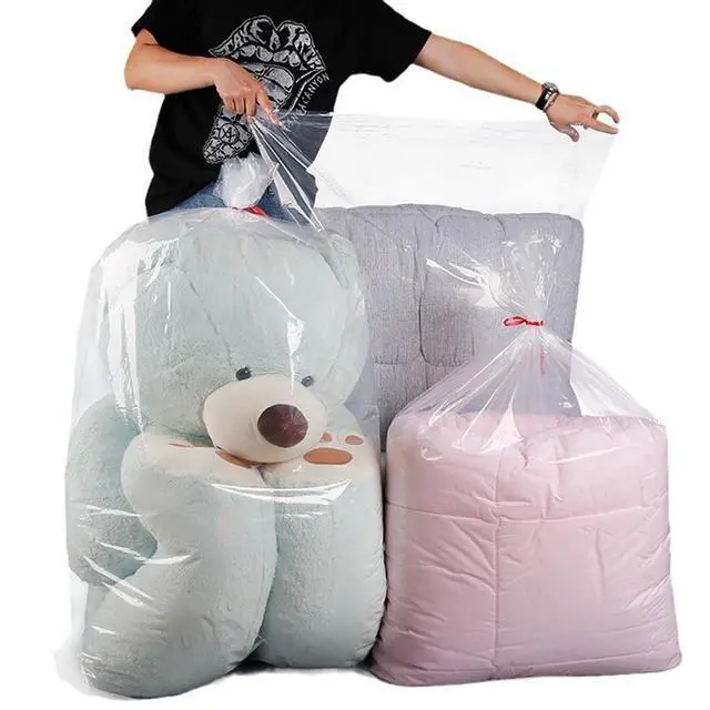 Alt view image 7 of 7 - 4 Pcs Large Clear Plastic Bags, 40" x 60" Dustproof Large Storage Bags, Moistureproof Giant Extra Luggage Storage Bags for Luggage, Suitcase,Furniture(Include 4 Ribbons)