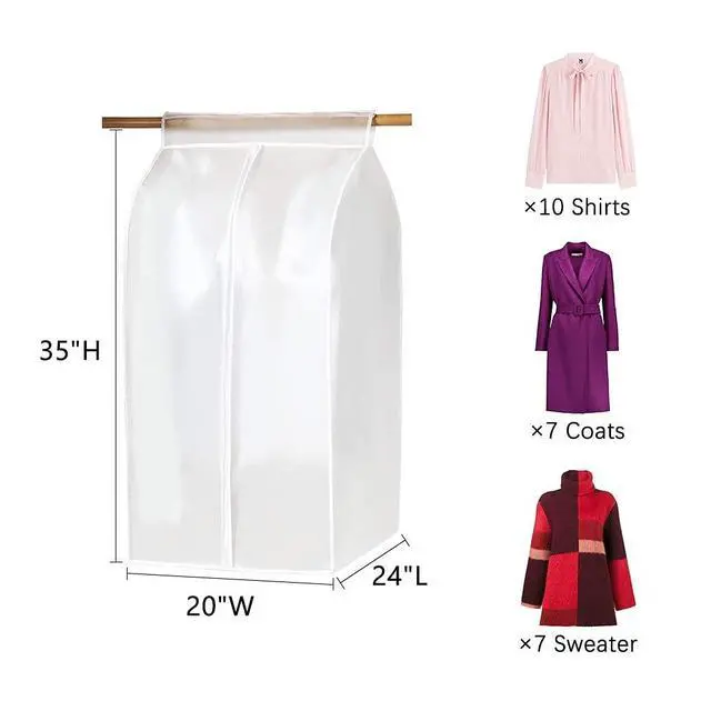 Alt view image 2 of 7 - Garment Bags M/oth-proof Dust Cover Coat Hanging Clothes Storage Bag Premium Thickened Clothing Organizer Moisture-proof Dust-proof Clothes Cover