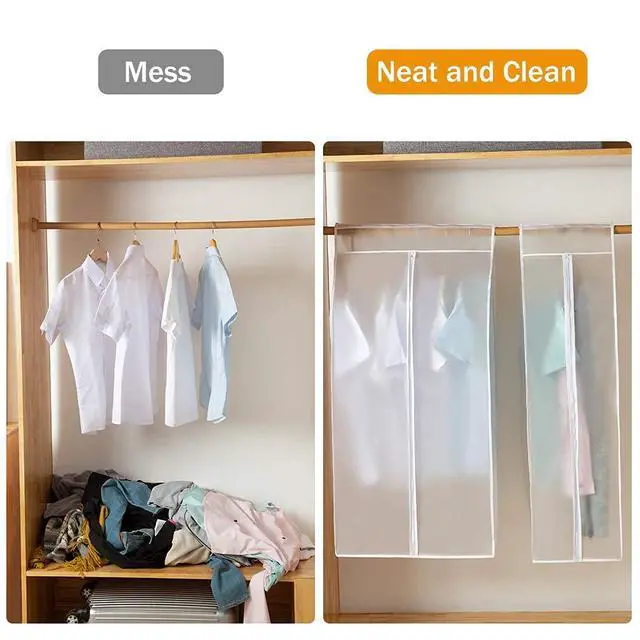 Alt view image 5 of 7 - Garment Bags M/oth-proof Dust Cover Coat Hanging Clothes Storage Bag Premium Thickened Clothing Organizer Moisture-proof Dust-proof Clothes Cover
