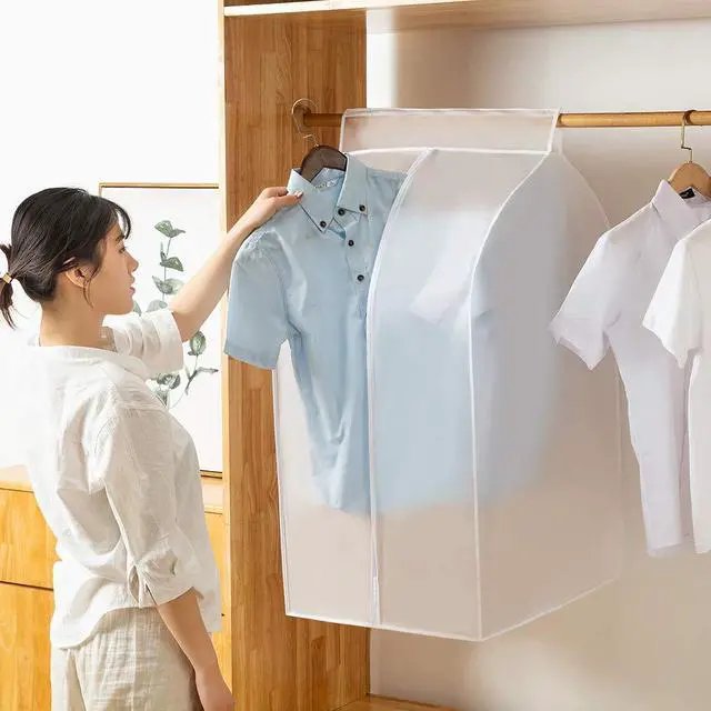 Alt view image 6 of 7 - Garment Bags M/oth-proof Dust Cover Coat Hanging Clothes Storage Bag Premium Thickened Clothing Organizer Moisture-proof Dust-proof Clothes Cover