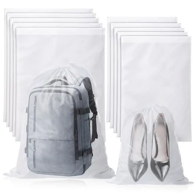 Main image of 10 PCS White Non-Woven Shoe Storage Bags, Dust Bags for Purses, Travel Shoe Storage-Bag, Breathable Dust-proof Bag, Cloth Storage Pouch, Bag-Covers for Purse, Shoes (2 Sizes)