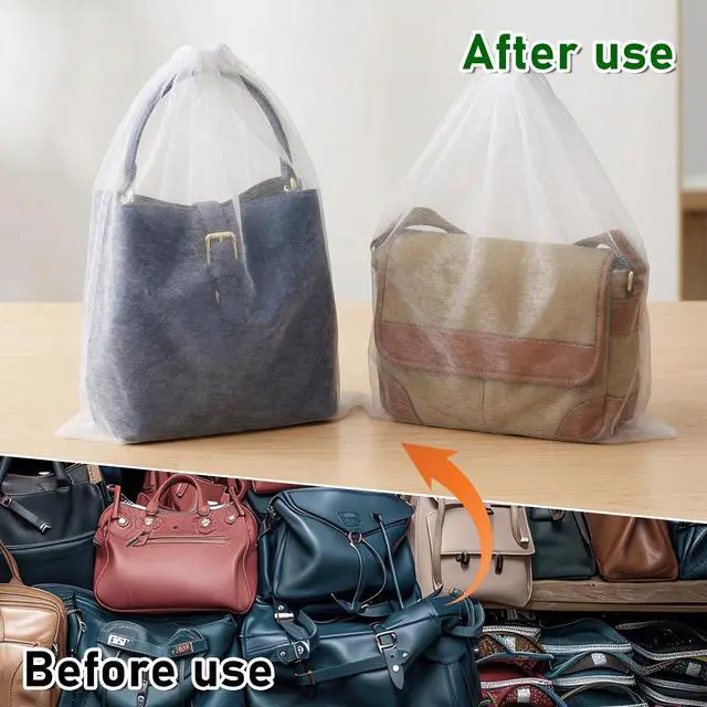 Alt view image 3 of 7 - 10 PCS White Non-Woven Shoe Storage Bags, Dust Bags for Purses, Travel Shoe Storage-Bag, Breathable Dust-proof Bag, Cloth Storage Pouch, Bag-Covers for Purse, Shoes (2 Sizes)