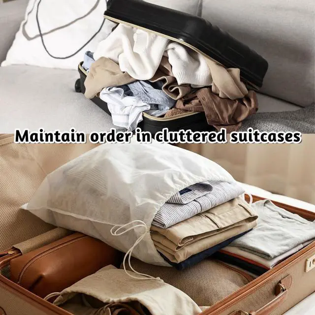 Alt view image 5 of 7 - 10 PCS White Non-Woven Shoe Storage Bags, Dust Bags for Purses, Travel Shoe Storage-Bag, Breathable Dust-proof Bag, Cloth Storage Pouch, Bag-Covers for Purse, Shoes (2 Sizes)