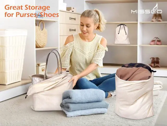 Alt view image 2 of 7 - Cotton Breathable Dust-proof Drawstring Storage Pouch Bag (Pack 3 L)