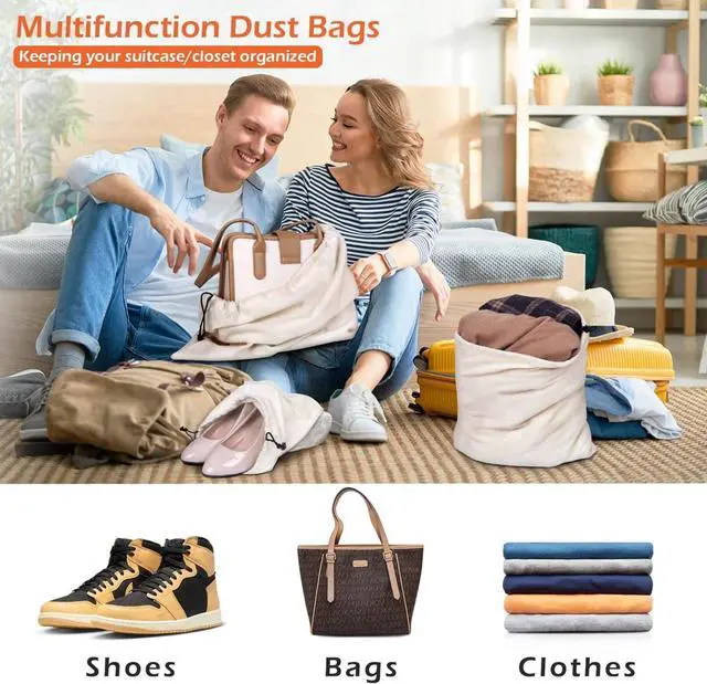 Alt view image 7 of 7 - Cotton Breathable Dust-proof Drawstring Storage Pouch Bag (Pack 3 L)