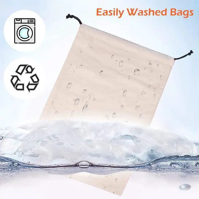 Alt view image 6 of 7 - Cotton Breathable Dust-proof Drawstring Storage Pouch Bag (Pack 3 L)