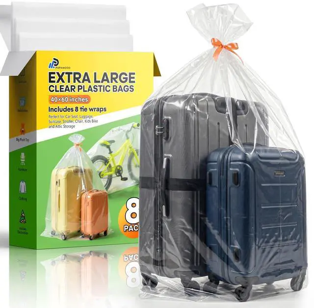 Main image of 40x60 Inch Extra Large Clear Plastic Storage Bag for Luggage Cover, 8 Pack