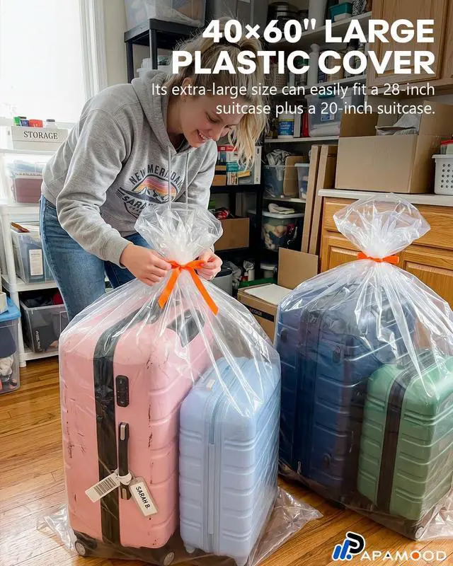 Alt view image 3 of 7 - 40x60 Inch Extra Large Clear Plastic Storage Bag for Luggage Cover, 8 Pack